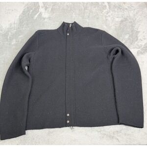 Polo Ralph Lauren Wool Full Zip Sweater Men's Size Large Black Elbow Patches